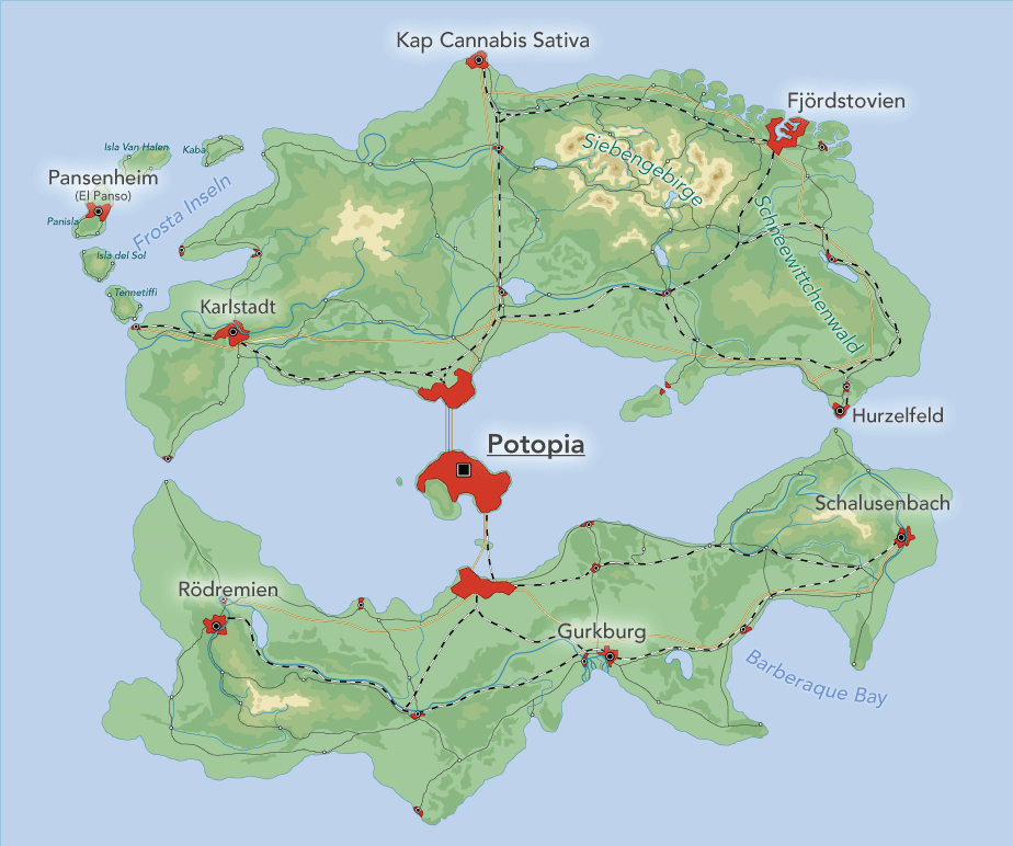 Topografische Karte des Königreichs Pottyland