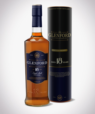 Glenford Whisky mit runder Pappschachtel