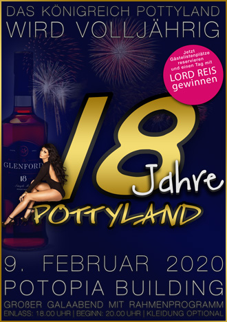 Einladung zum 18. Geburtstag Pottylands - 9.Februar, 18:00 Uhr - Potopia Building