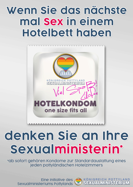 Wenn Sie das nächste mal Sex in etinem Hotelbett haben, denken Sie an Ihre Sexualministerin