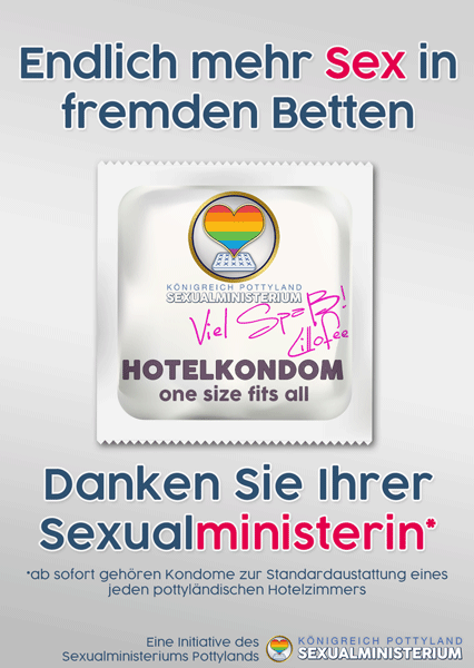 Endlich mehr Sex in fremden Betten. Danken Sie Ihrer Sexualministerin