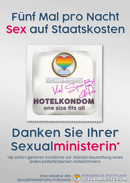 Fünf Mal pro Nacht Sex auf Staatskosten. Danken Sie Ihrer Sexualministerin